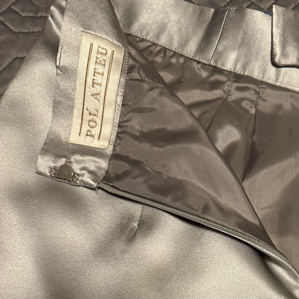 Pol Atteu Haute Couture Elegant Silver Silk pants - Picture 2 of 3